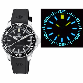 DAYNIGHT PATRIOT BLACK CERAMIC BEZEL - BLACK DIAL - BLUE/YELLOW TUBES STRAP