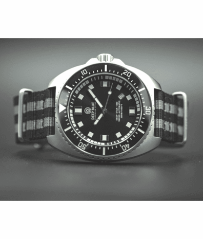 DEEP STAR 1000 VINTAGE SWISS AUTOMATIC BLACK CERAMIC BEZEL - BLACK WHITE DIAL STRAP