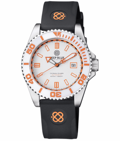 OCEAN DIVER COLLECTION WHITE/YELLOW CERAMIC BEZEL - BLACK/YELLOW DIAL STRAP