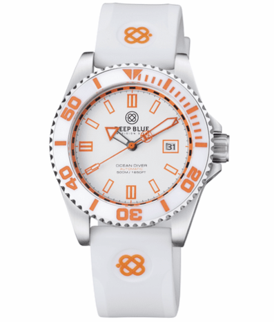 OCEAN DIVER COLLECTION WHITE/YELLOW CERAMIC BEZEL - BLACK/YELLOW DIAL STRAP