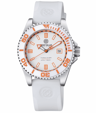 OCEAN DIVER COLLECTION WHITE/YELLOW CERAMIC BEZEL - BLACK/YELLOW DIAL STRAP