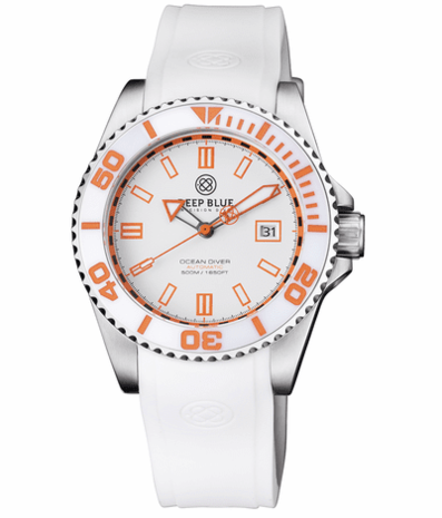 OCEAN DIVER COLLECTION WHITE/YELLOW CERAMIC BEZEL - BLACK/YELLOW DIAL STRAP