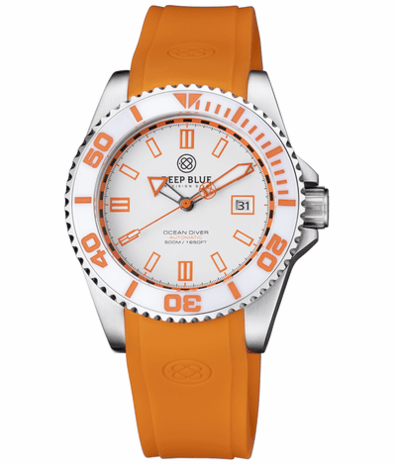 OCEAN DIVER COLLECTION WHITE/YELLOW CERAMIC BEZEL - BLACK/YELLOW DIAL STRAP