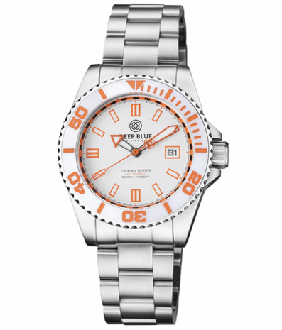 OCEAN DIVER COLLECTION WHITE/YELLOW CERAMIC BEZEL - BLACK/YELLOW DIAL STRAP
