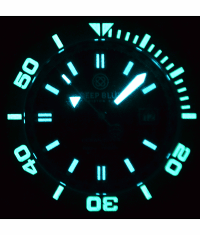 OCEAN DIVER COLLECTION WHITE/BLUE CERAMIC BEZEL - BLACK/BLUE DIAL STRAP