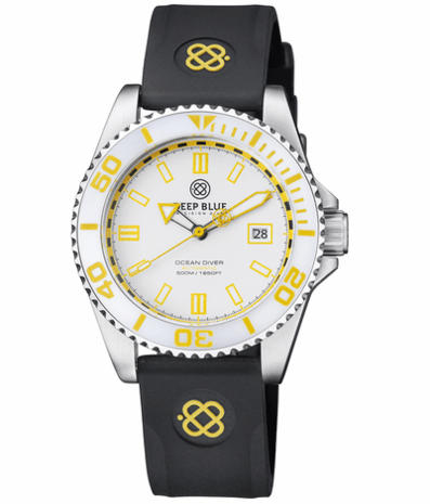 OCEAN DIVER COLLECTION WHITE/YELLOW CERAMIC BEZEL - WHITE/YELLOW DIAL BRACELET