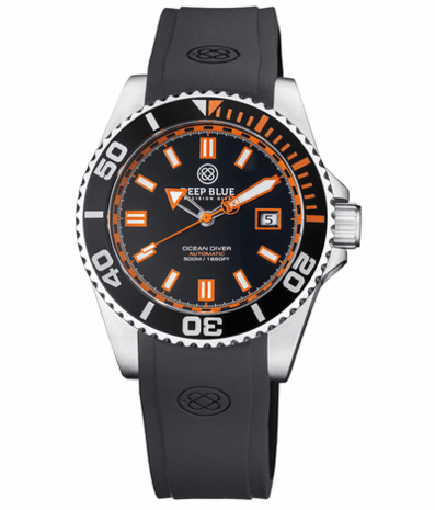 OCEAN DIVER COLLECTION WHITE/BLUE CERAMIC BEZEL - BLACK/BLUE DIAL BRACELET