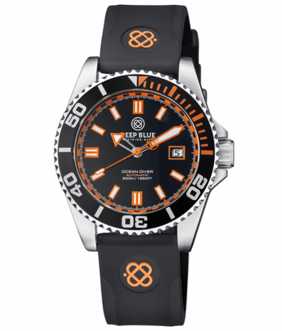 OCEAN DIVER COLLECTION WHITE/BLUE CERAMIC BEZEL - BLACK/BLUE DIAL BRACELET