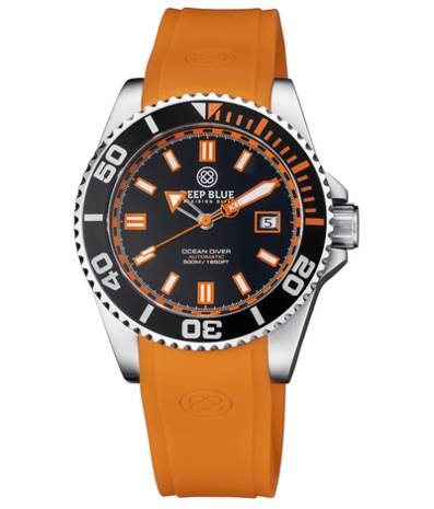 OCEAN DIVER COLLECTION WHITE/BLUE CERAMIC BEZEL - BLACK/BLUE DIAL BRACELET