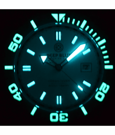 OCEAN DIVER COLLECTION WHITE/BLUE CERAMIC BEZEL - BLACK/BLUE DIAL BRACELET