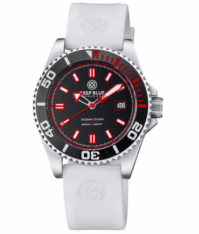 OCEAN DIVER COLLECTION BLACK/RED CERAMIC BEZEL - BLACK/RED DIAL STRAP