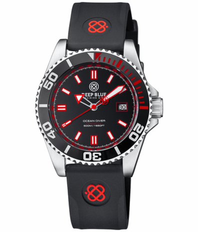 OCEAN DIVER COLLECTION WHITE/BLUE CERAMIC BEZEL - BLACK/BLUE DIAL BRACELET
