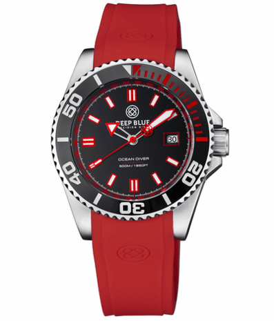 OCEAN DIVER COLLECTION WHITE/BLUE CERAMIC BEZEL - BLACK/BLUE DIAL BRACELET