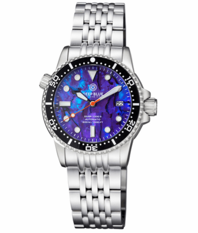 DIVER 1000 II 40MM AUTOMATIC DIVER BLACK CERAMIC BEZEL PURPLE ABALONE DIAL