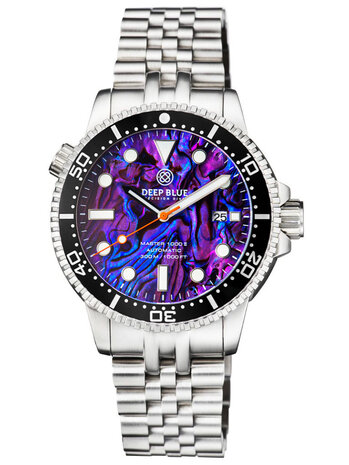 DIVER 1000 II 40MM AUTOMATIC DIVER BLACK CERAMIC BEZEL PURPLE ABALONE DIAL