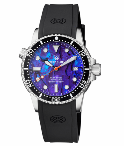 DIVER 1000 II 40MM AUTOMATIC DIVER BLACK CERAMIC BEZEL PURPLE ABALONE DIAL