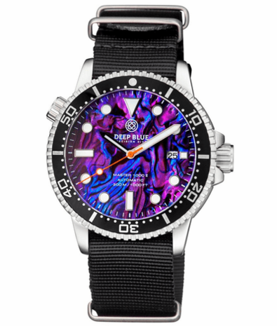 DIVER 1000 II 40MM AUTOMATIC DIVER BLACK CERAMIC BEZEL PURPLE ABALONE DIAL