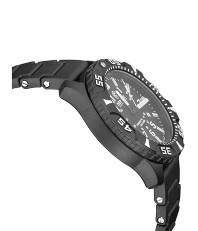 DAYNIGHT DIVER PC TRITIUM AUTOMATIC WATCH BLACK WHITE BEZEL - BLACK DIAL GREEN/ORANGE TUBES STRAP