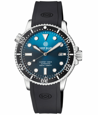 Menno Only - MASTER 1000 II 44MM AUTOMATIC DIVER BLACK CERAMIC BEZEL SUNRAY TEAL BLUE STRAP