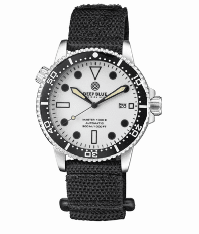 DIVER 1000 II 40MM AUTOMATIC DIVER BLACK CERAMIC BEZEL WHITE FULL LUME DIAL STRAP