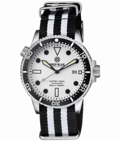 DIVER 1000 II 40MM AUTOMATIC DIVER BLACK CERAMIC BEZEL WHITE FULL LUME DIAL STRAP