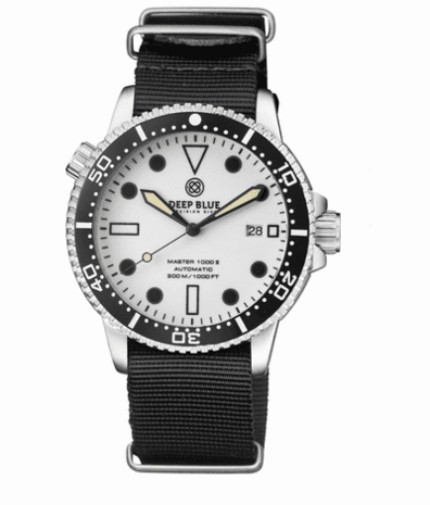 DIVER 1000 II 40MM AUTOMATIC DIVER BLACK CERAMIC BEZEL WHITE FULL LUME DIAL STRAP