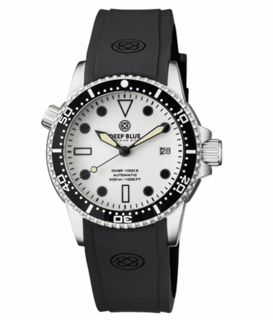 DIVER 1000 II 40MM AUTOMATIC DIVER BLACK CERAMIC BEZEL WHITE FULL LUME DIAL STRAP