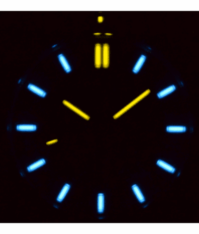 DAYNIGHT STEALTH OPS CARBON CASE DARK BLUE DIAL – BLUE /YELLOW TRITIUM TUBES AUTOMATIC WATCH SCREW DOWN CROWN