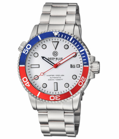 MASTER 1000 USA AUTOMATIC DIVER CERAMIC BLUE/RED BEZEL -WHITE DIAL