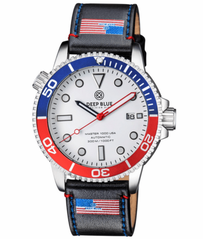 MASTER 1000 USA AUTOMATIC DIVER CERAMIC BLUE/RED BEZEL -WHITE DIAL