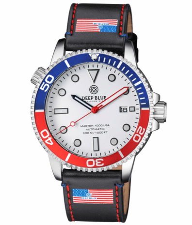 MASTER 1000 USA AUTOMATIC DIVER CERAMIC BLUE/RED BEZEL -WHITE DIAL