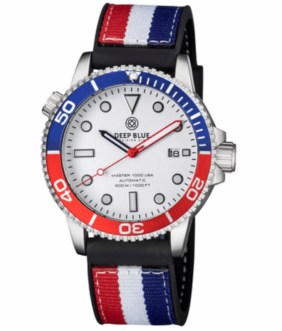 MASTER 1000 USA AUTOMATIC DIVER CERAMIC BLUE/RED BEZEL -WHITE DIAL