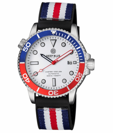 MASTER 1000 USA AUTOMATIC DIVER CERAMIC BLUE/RED BEZEL -WHITE DIAL