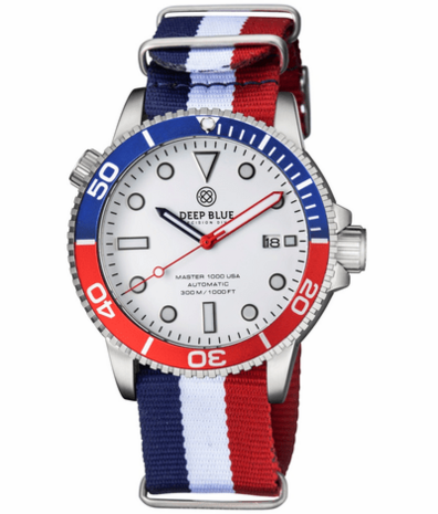 MASTER 1000 USA AUTOMATIC DIVER CERAMIC BLUE/RED BEZEL -WHITE DIAL