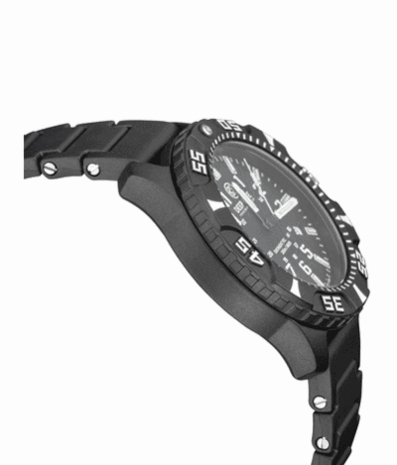 DAYNIGHT DIVER PC TRITIUM AUTOMATIC WATCH- STEALTH BEZEL - WHITE DIAL MULTI COLOR TRITIUM TUBES &ndash; STRAP