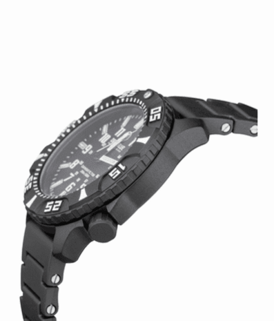 DAYNIGHT DIVER PC TRITIUM AUTOMATIC WATCH- STEALTH BEZEL - WHITE DIAL MULTI COLOR TRITIUM TUBES &ndash; STRAP