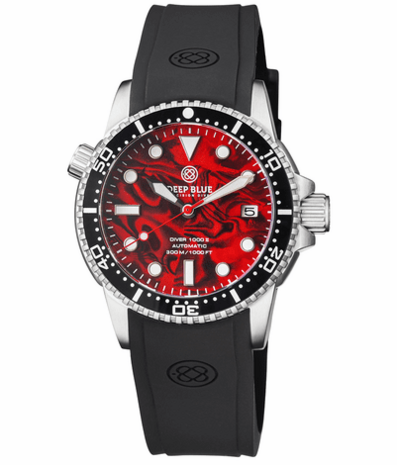 DIVER 1000 II 40MM AUTOMATIC DIVER BLACK CERAMIC BEZEL RED ABALONE DIAL
