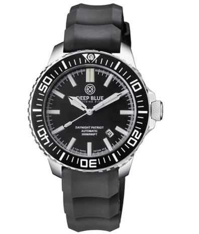 DAYNIGHT PATRIOT BLACK CERAMIC BEZEL - BLACK DIAL &ndash; 7 COLOR TRITIUM TUBES STRAP