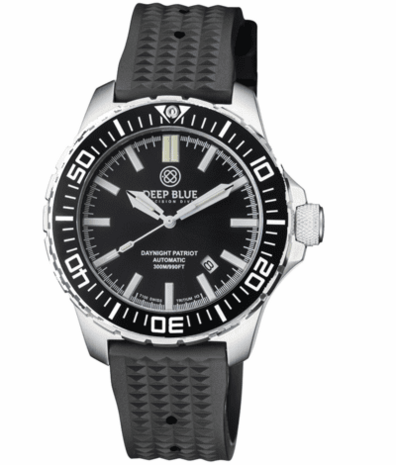 DAYNIGHT PATRIOT BLACK CERAMIC BEZEL - BLACK DIAL &ndash; 7 COLOR TRITIUM TUBES STRAP