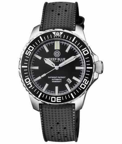 DAYNIGHT PATRIOT BLACK CERAMIC BEZEL - BLACK DIAL &ndash; 7 COLOR TRITIUM TUBES STRAP