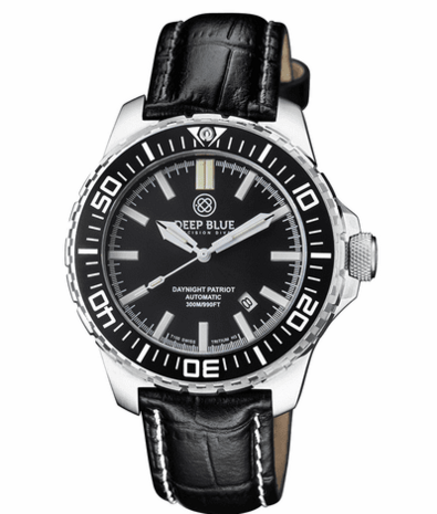 DAYNIGHT PATRIOT BLACK CERAMIC BEZEL - BLACK DIAL &ndash; 7 COLOR TRITIUM TUBES STRAP