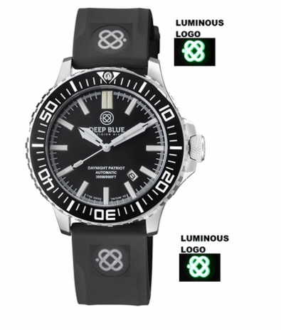 DAYNIGHT PATRIOT BLACK CERAMIC BEZEL - BLACK DIAL &ndash; 7 COLOR TRITIUM TUBES STRAP