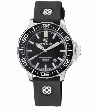 DAYNIGHT PATRIOT BLACK CERAMIC BEZEL - BLACK DIAL &ndash; 7 COLOR TRITIUM TUBES STRAP