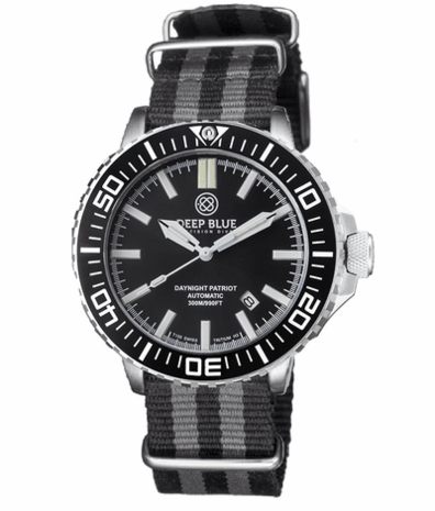 DAYNIGHT PATRIOT BLACK CERAMIC BEZEL - BLACK DIAL &ndash; 7 COLOR TRITIUM TUBES STRAP