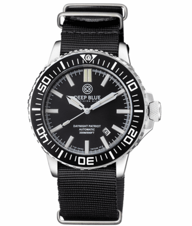 DAYNIGHT PATRIOT BLACK CERAMIC BEZEL - BLACK DIAL &ndash; 7 COLOR TRITIUM TUBES STRAP