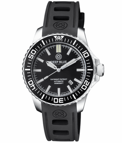 DAYNIGHT PATRIOT BLACK CERAMIC BEZEL - BLACK DIAL &ndash; 7 COLOR TRITIUM TUBES STRAP