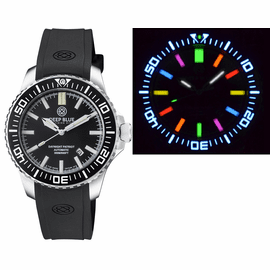 DAYNIGHT PATRIOT BLACK CERAMIC BEZEL - BLACK DIAL &ndash; 7 COLOR TRITIUM TUBES STRAP