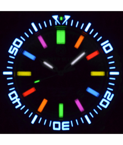 DAYNIGHT PATRIOT BLACK CERAMIC BEZEL - BLACK DIAL &ndash; 7 COLOR TRITIUM TUBES STRAP