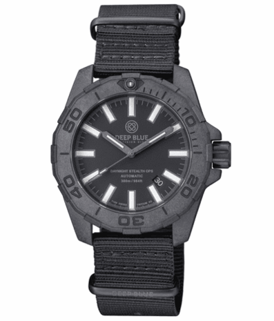 DAYNIGHT STEALTH OPS CARBON CASE BLACK DIAL 6 COLORS FLAT TRITIUM TUBES AUTOMATIC WATCH SCREW DOWN CROWN