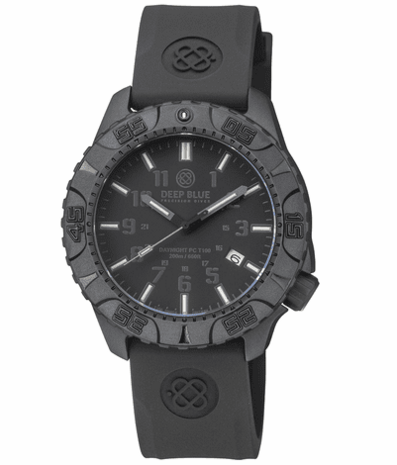 DAYNIGHT DIVER PC TRITIUM AUTOMATIC WATCH- BLACK/WHITE BEZEL - BLACK/WHITE DIAL 7 COLOR TRITIUM TUBES - STRAP